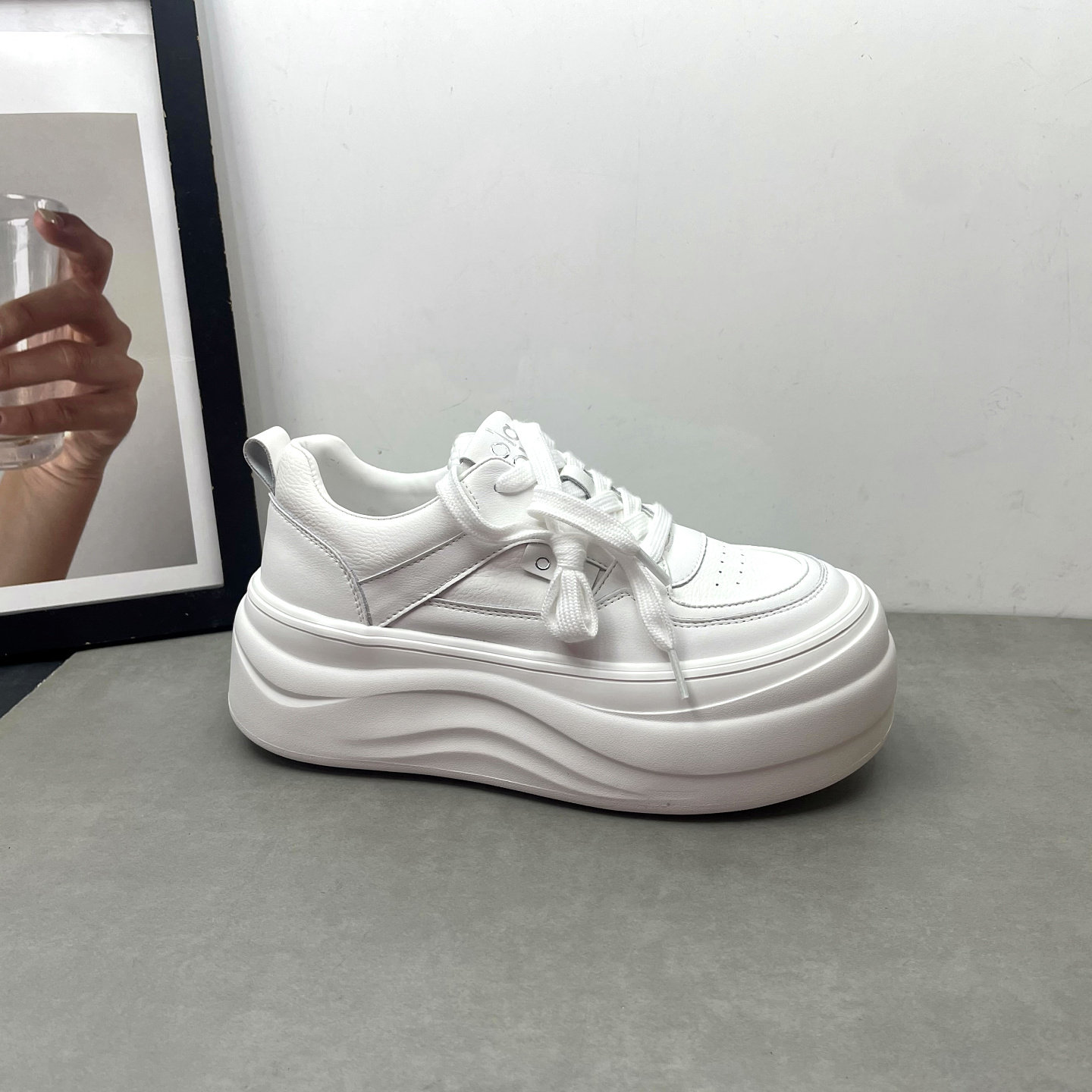 2026春季新款小白鞋圆头深口系带松糕厚底韩版学生板鞋女士单鞋,女鞋,深口单鞋,淘宝优惠券,粉丝福利购,淘宝优惠卷