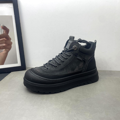 工厂断码处理真皮男鞋冬季新款羊毛保暖厚底防滑高帮鞋男士棉鞋