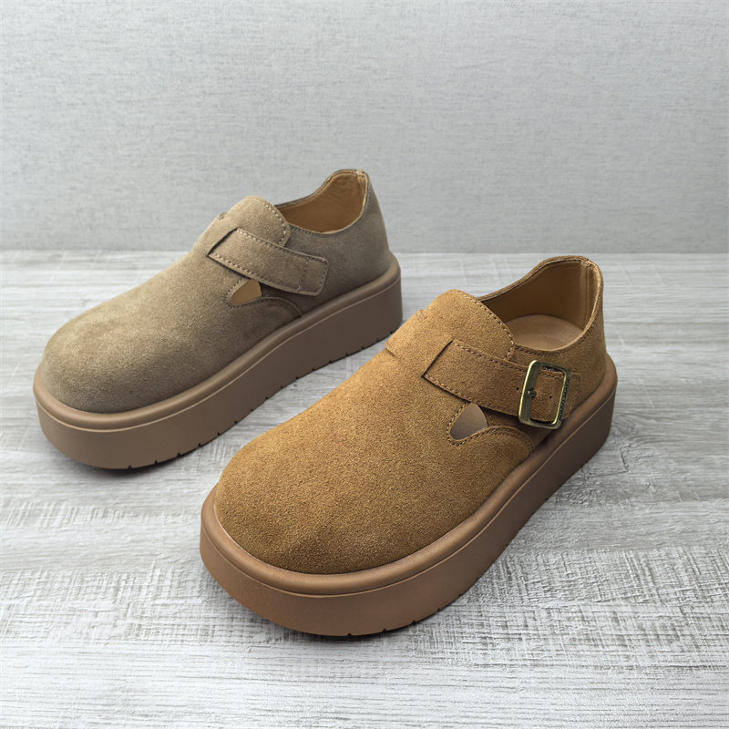 断码清仓处理真皮勃肯鞋2026春季新款一脚蹬增高厚底休闲女士单鞋