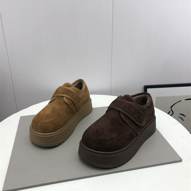 2025冬季新款女鞋魔术贴勃肯鞋加绒保暖棉鞋增高厚底休闲百搭棉靴