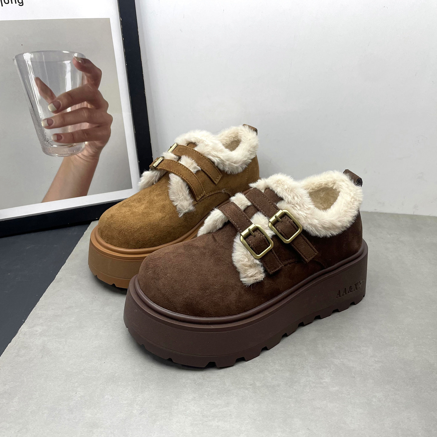 工厂处理女鞋2025冬季新款圆头深口加绒保暖松糕厚底勃肯鞋女棉鞋,女鞋,棉鞋,淘宝优惠券,粉丝福利购,淘宝优惠卷