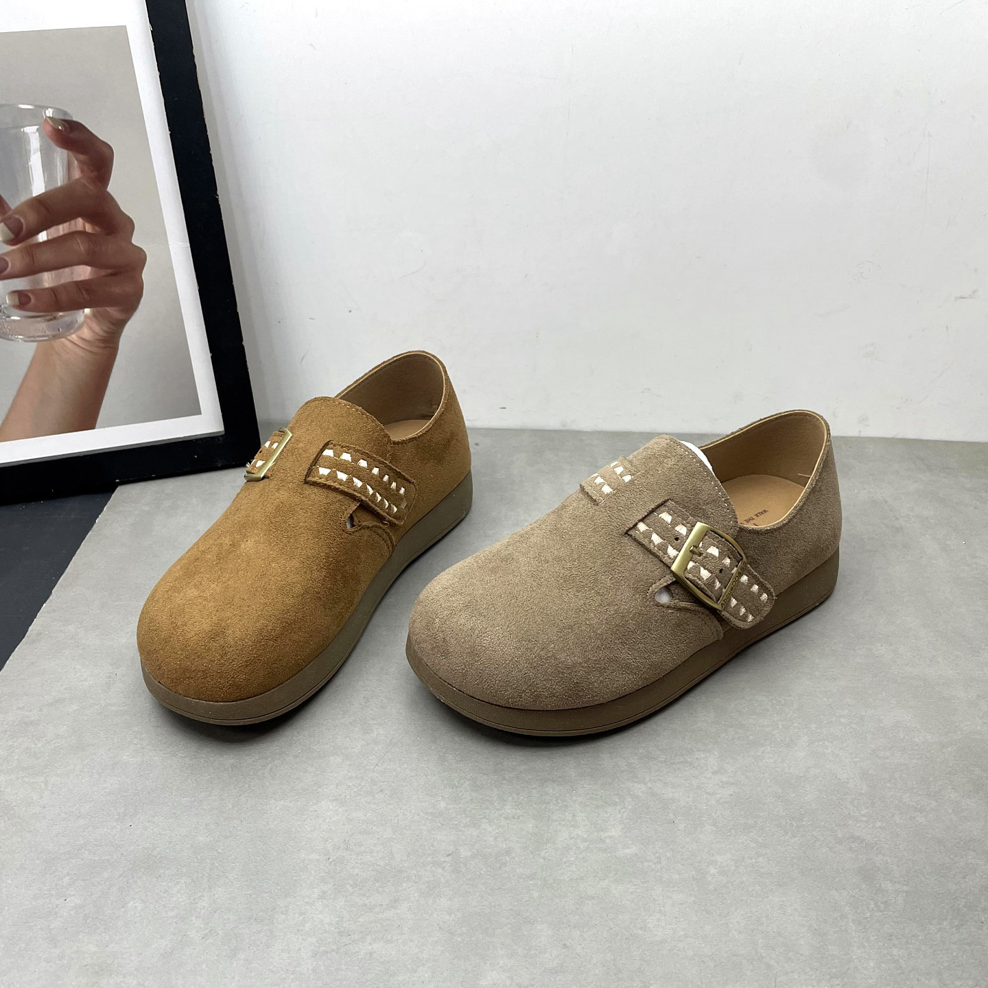 2026春季新款勃肯鞋圆头一脚蹬平底防滑英伦风复古休闲女士单鞋,女鞋,深口单鞋,淘宝优惠券,粉丝福利购,淘宝优惠卷