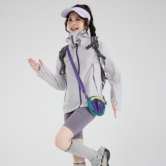 【PATA】灰色原纱防晒衣带帽檐面罩速干透气凉感带散热孔男女适用图片
