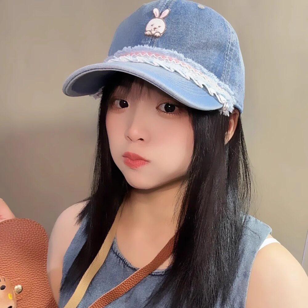 甜美可爱小兔牛仔棒球帽子女宽帽