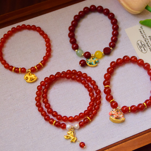 马年本命年小马手链红玛瑙新年招财转运朱砂手串大红新年手饰品女