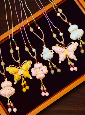 成品非遗手工宋锦生肖小马葫芦吊坠蝴蝶葫芦毛衣链项链挂饰品挂件