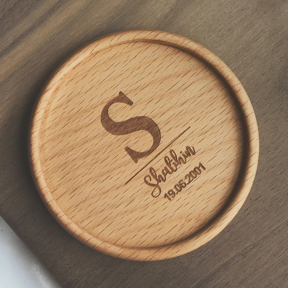 实木杯垫定制logo刻字送礼