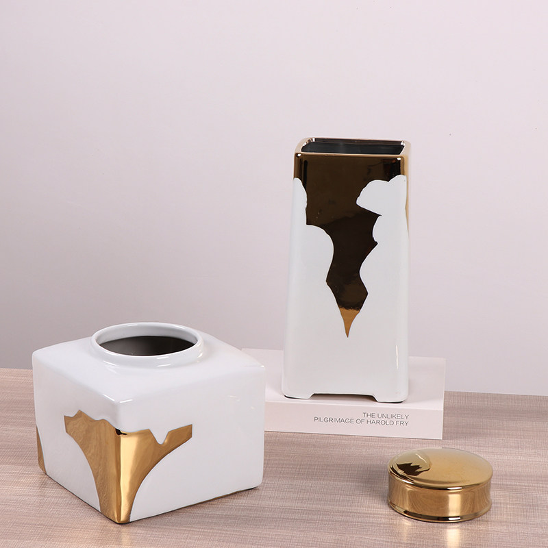 New Chinese style Ceramic storage jar Home Furnishing a living room Room Storage tank flower arrangement vase suit white Outline in gold Porcelainin the Home accessories , Decorative items , Storage tank  category - from Buy2taobao.com to provide professional Taobao agent buy service