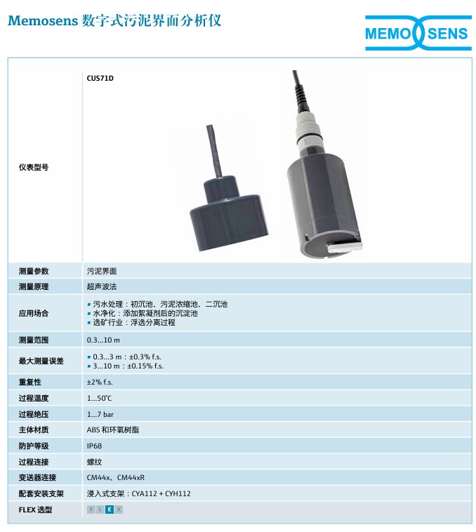 E+H污泥界面传感器CUS71D-AA1A