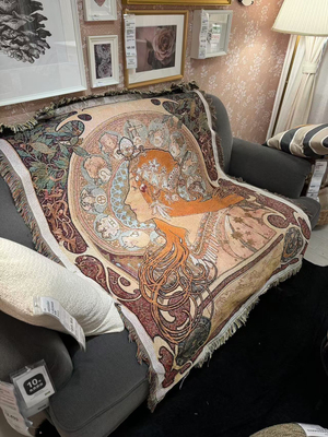 Alphonse Maria Mucha北欧穆夏系列人物插画客厅装饰毯挂毯壁毯