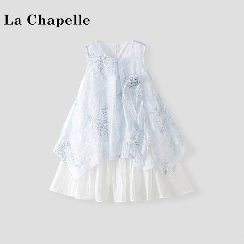 La Chapelle【拉夏贝尔】夏季韩版女童甜美花朵无袖连衣裙LD2665