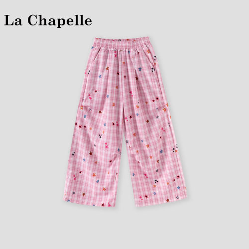 La Chapelle【拉夏贝尔】夏季女童慵懒风星星印花格子裤LD2427