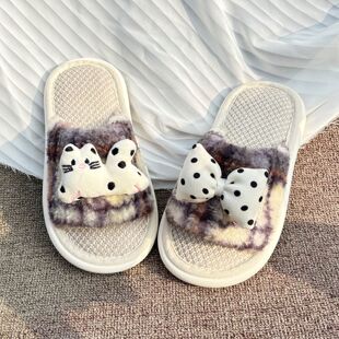儿童拖鞋2026新款女童春秋室内居家鞋女孩卡通可爱宝宝亚麻地板鞋