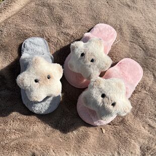 外贸儿童棉拖鞋女女童秋冬室内防滑毛绒包头男童家用冬天亲子拖鞋