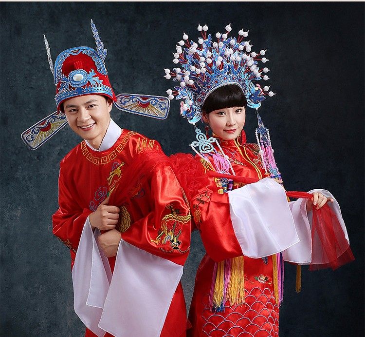 女驸马状元服凤冠霞披中式婚礼新郎新娘服装帽子古装演出戏服