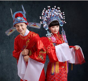 女驸马状元服凤冠霞披中式婚礼新郎新娘服装帽子古装演出戏服
