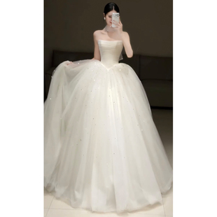 抹胸旅拍轻婚纱礼服新娘2026新款高级质感小个子森系订婚主纱秋季
