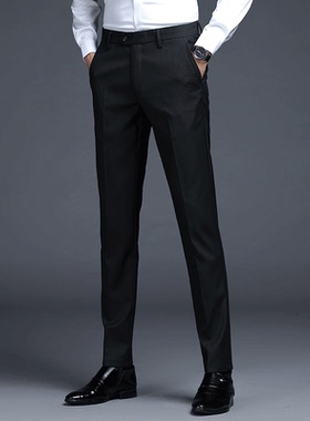 啄木鸟高端男士西裤秋冬新款修身小脚男裤商务免烫加绒西装裤子男