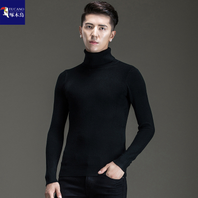 啄木鸟纯棉高领毛衣男