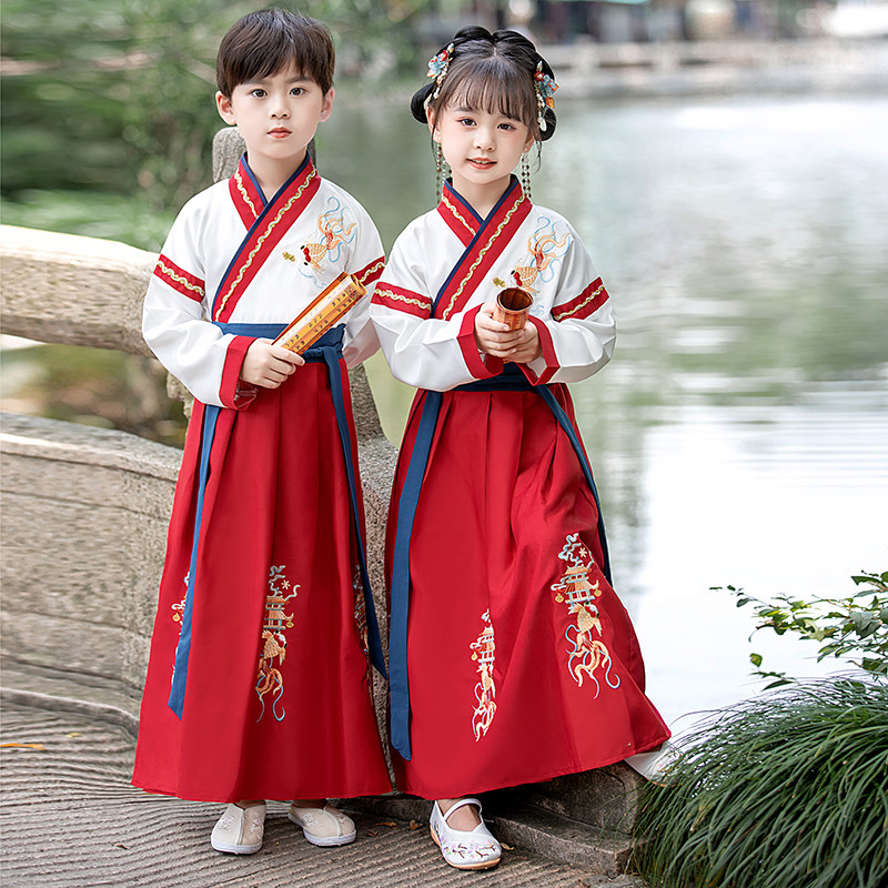 儿童汉服开笔礼演出服小学生表演