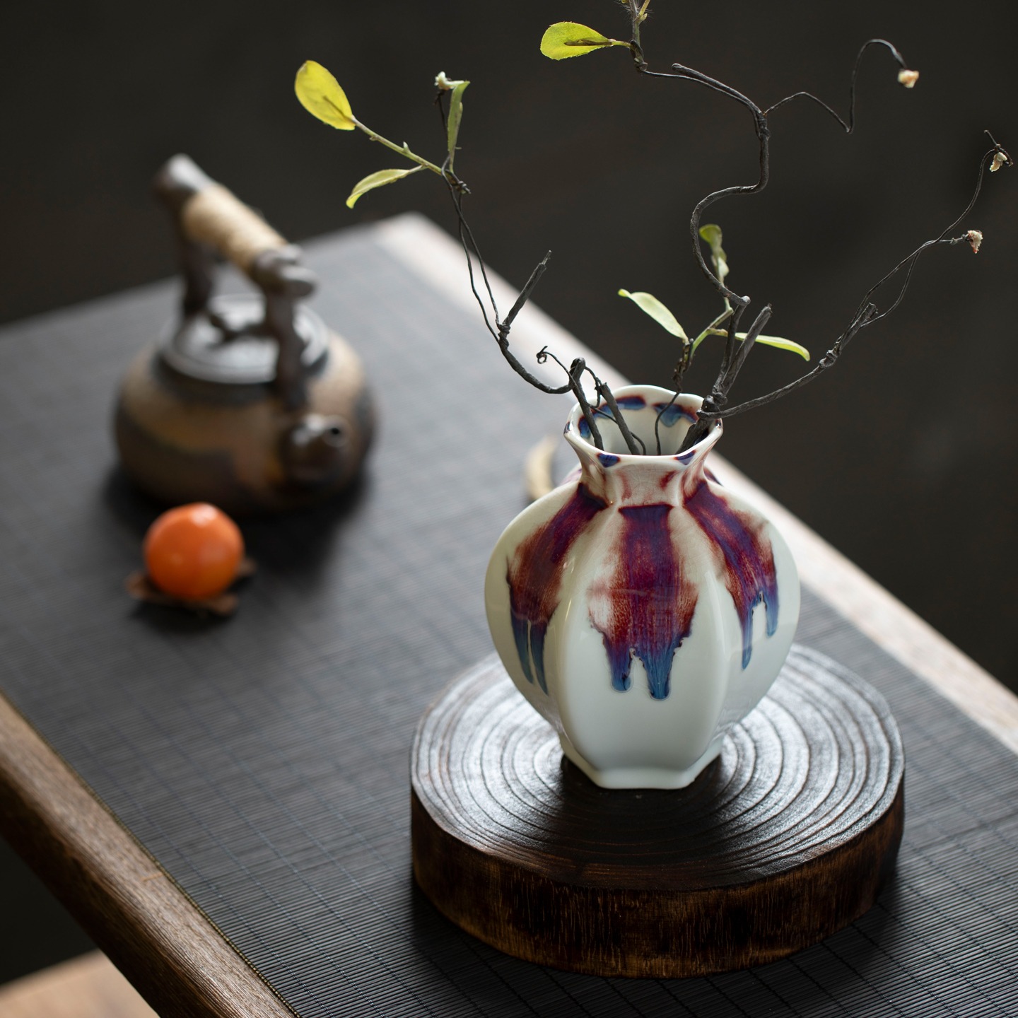 景德镇新中式陶瓷花瓶置物架