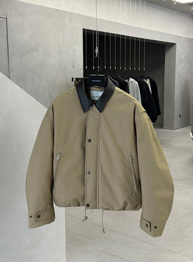 Secretbase 底特律纯棉翻领羊皮YKK拉链 安心绒夹克巴恩风羽绒服