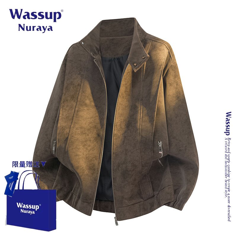 WASSUP NURAYA美式复古pu皮衣外套男秋季潮牌高级感休闲宽松夹克