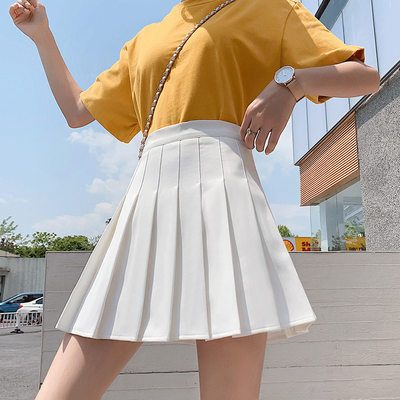 Short Pleated Skirt White High Waist 2024 New Skirt Summer L