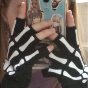 Unisex Halloween Skeleton New Half Gloves Skull Finger Punk
