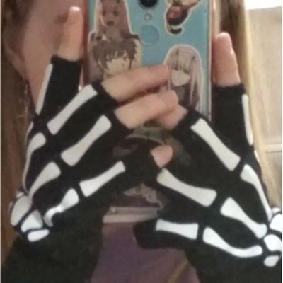 New Punk Gloves Unisex Halloween Skeleton Skull Half Finger