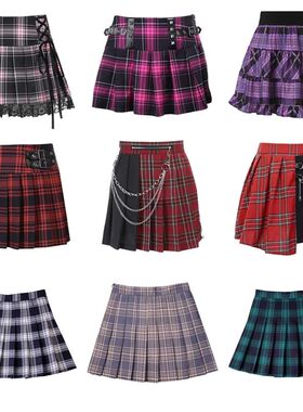 Japanese Style Kawaii Plaid Pleated Skirt Korean Preppy Hara