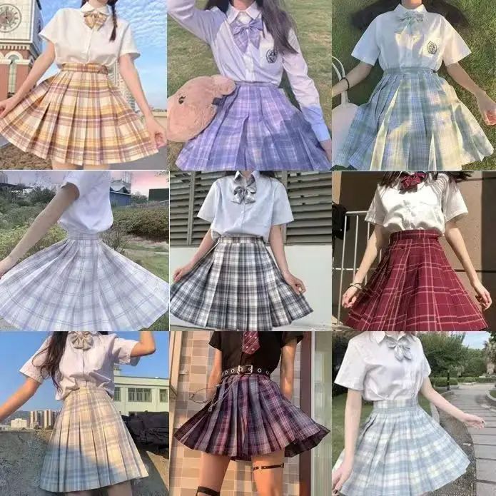 2022 Summer Women  Pleated Mini Skirts Plaid  for Girls High 模玩/动漫/周边/娃圈三坑/桌游 JK/DK/学生装cos 原图主图