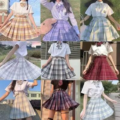 2022 Summer Women  Pleated Mini Skirts Plaid  for Girls High