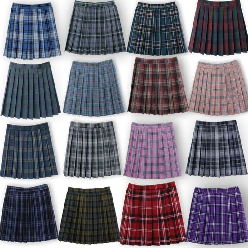 Women's High Waist Pleated Plaid Skirts Mini Tennis Skirt Ha