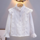 春秋装 纯棉上衣女孩长袖 新款 外穿打底衫 衬衣洋气 韩版 女童娃娃衬衫