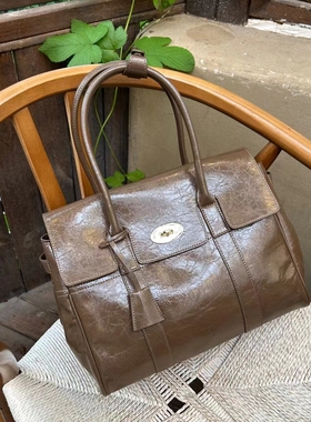 bayswater 秋冬新款通勤托特包头层牛皮高级感复古大单肩真皮女包