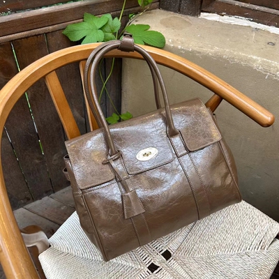 bayswater 秋冬新款通勤托特包头层牛皮高级感复古大单肩真皮女包