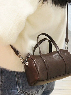 2026新款真皮女包水晶植鞣牛皮单肩斜挎包小圆筒包时尚百搭手提包