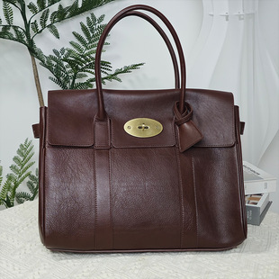 真皮手提包高级感头层牛皮植鞣皮托特包复古律师包出差通勤电脑包