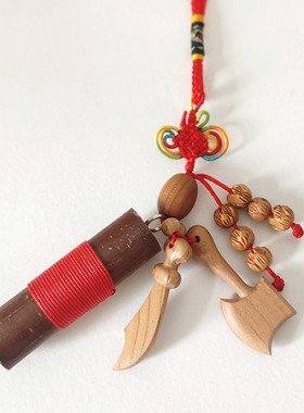 山林天然老桃树枝小斧子桃木刀莲花儿童宝宝防惊野生真桃木刀剑挂