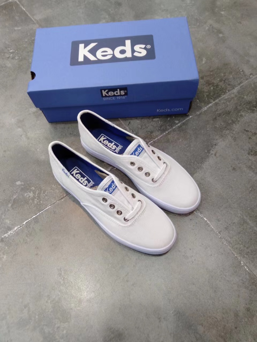 Keds白色厚底帆布松糕底女生百搭平底韩版郑秀晶同款增高帆布鞋-封面