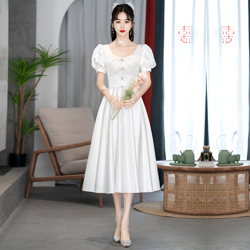 白色晚礼服女平时可穿2025夏季