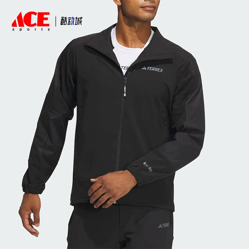 Adidas/阿迪达斯正品户外男士立领运动连帽软壳衣外套IP0736