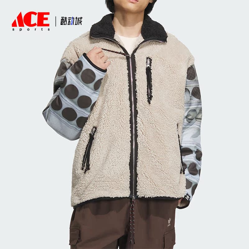 阿迪达斯加绒运动宽松夹克外套