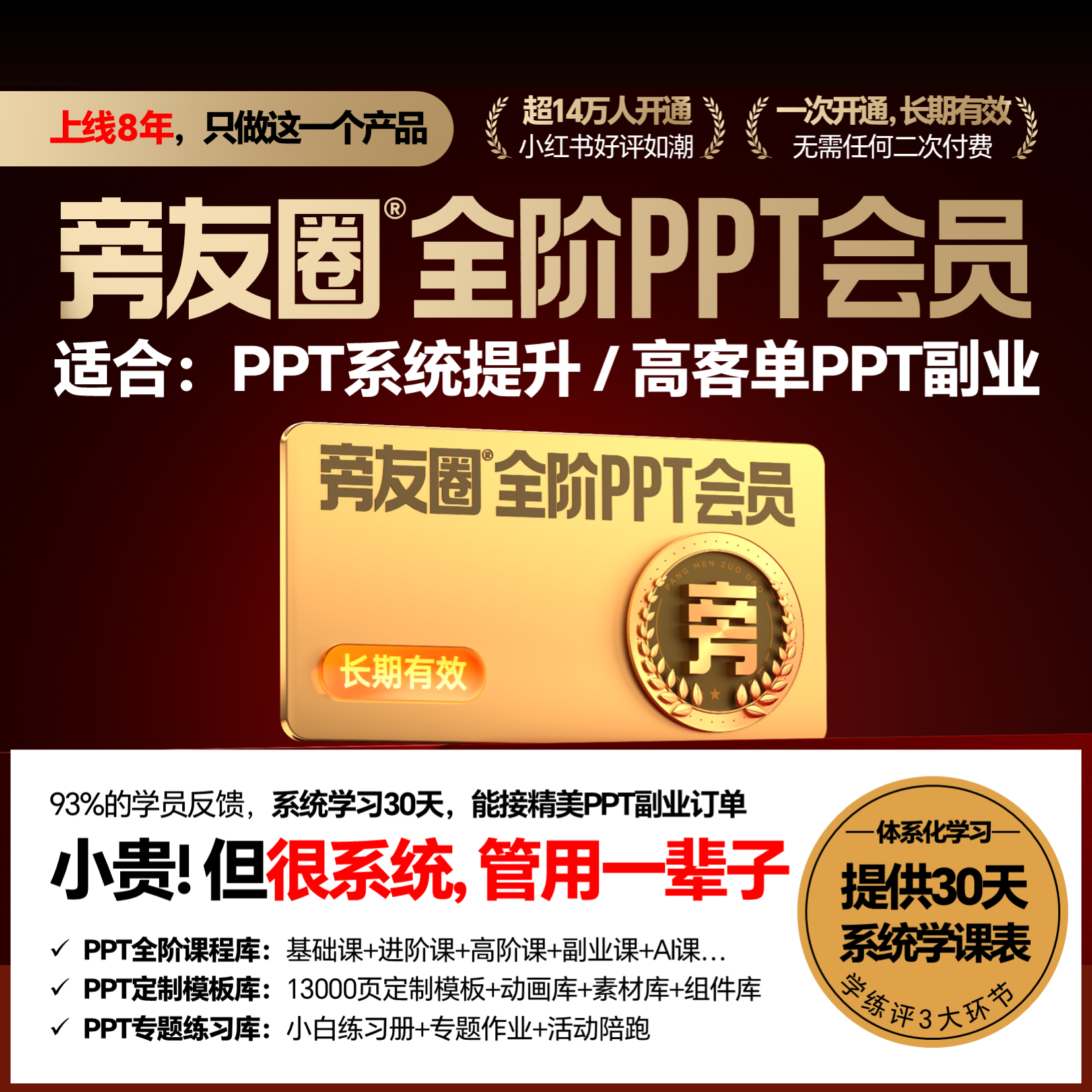 旁友圈PPT系统学习会员 | 含店内所有模板+所有课程