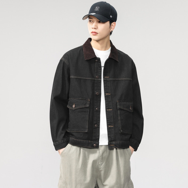 男士春秋季轻熟风纯色工装牛仔外套休闲宽松百搭男装上衣潮牌夹克,户外/登山/野营/旅行用品,户外休闲衣,淘宝优惠券,粉丝福利购,淘宝优惠卷