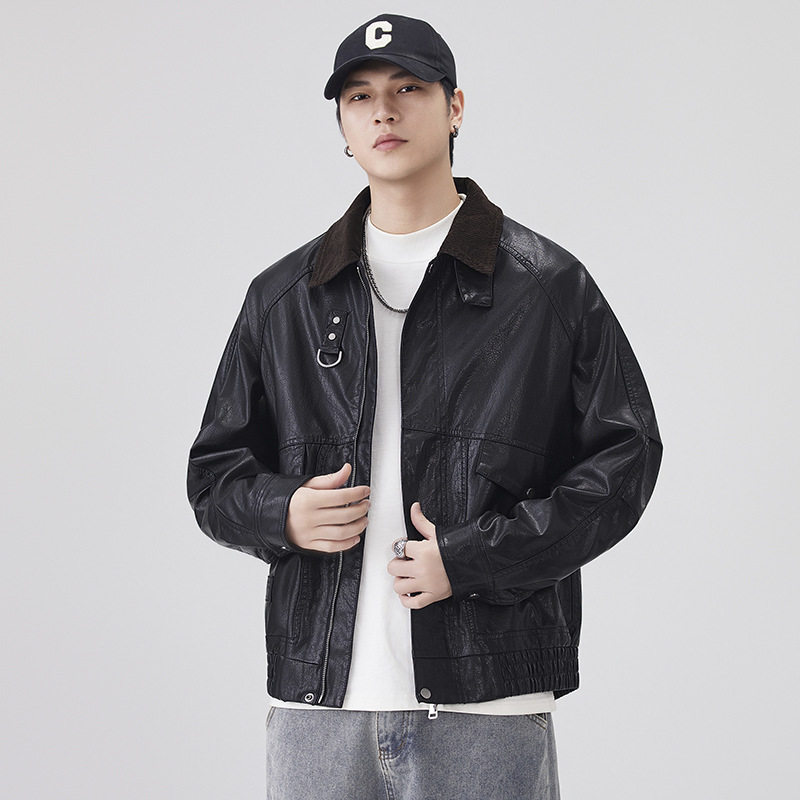 2025春秋季男士新品翻领PU皮夹克外套高级感舒适时尚高品质轻奢帅,户外/登山/野营/旅行用品,户外休闲衣,淘宝优惠券,粉丝福利购,淘宝优惠卷