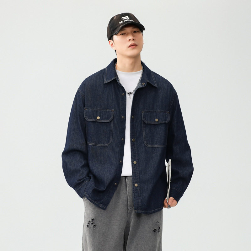 日系经典文艺复古蓝软牛仔衬衫男秋季薄款宽松帅气长袖衬衣外套男,户外/登山/野营/旅行用品,户外休闲衣,淘宝优惠券,粉丝福利购,淘宝优惠卷