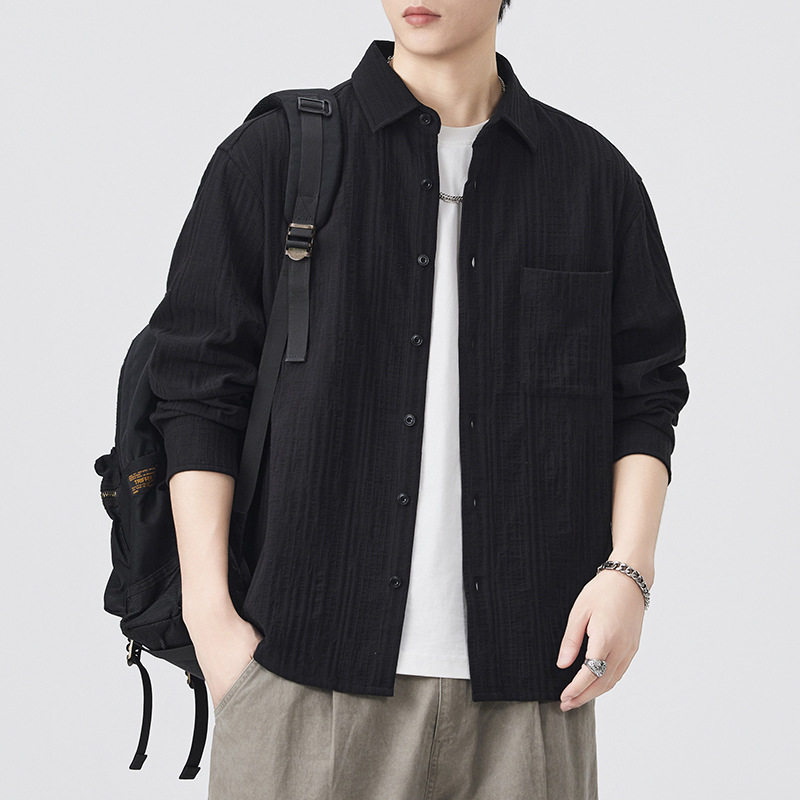 肌理感长袖衬衫男士2025秋季新款美式复古简约休闲痞帅衬衣外套潮,户外/登山/野营/旅行用品,户外休闲衣,淘宝优惠券,粉丝福利购,淘宝优惠卷