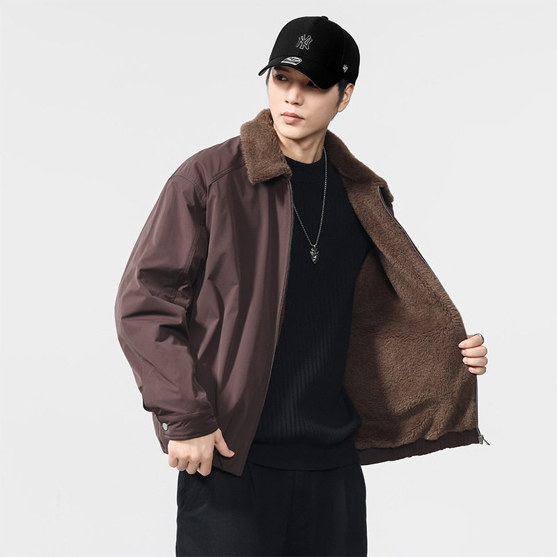 2025冬季保暖仿羊毛加绒翻领工装夹克男美式运动宽松棉服外套,户外/登山/野营/旅行用品,户外休闲衣,淘宝优惠券,粉丝福利购,淘宝优惠卷